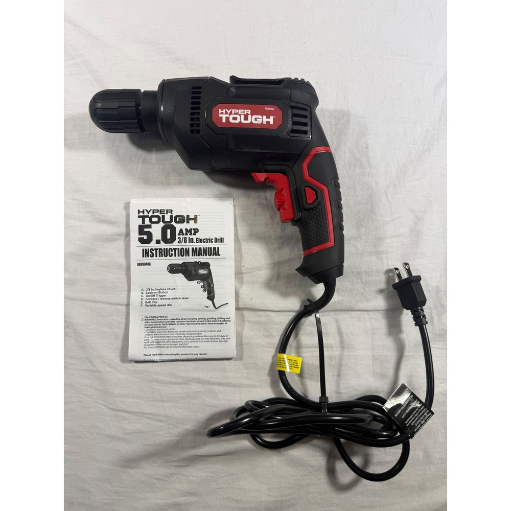 Hyper Tough 3/8-Inch‎ Electric Drill Corded Black Pre-Owned 5.0 Amp AQ00040G